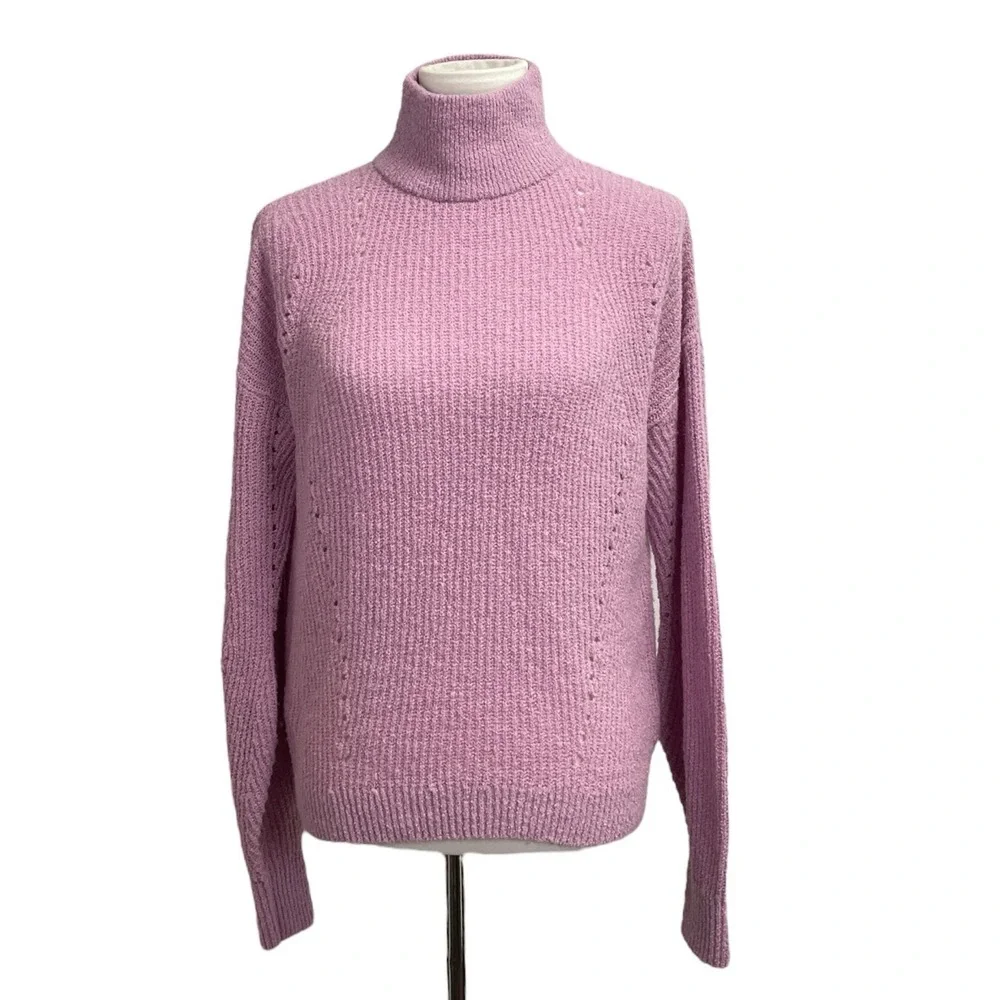 Ann Taylor Long Sleeve Turtleneck Wool blend Sweater, Medium. Light pink purple
